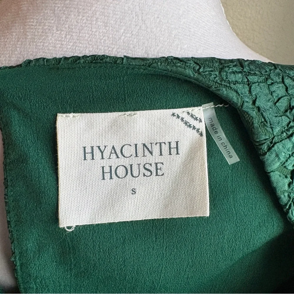 Tuckernuck Hyacinth House Green Noelle Jacquard Puff Sleeve Blouse S